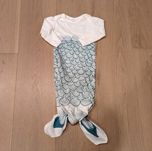 Mermaid Tail Infant One Piece - White and Teal
